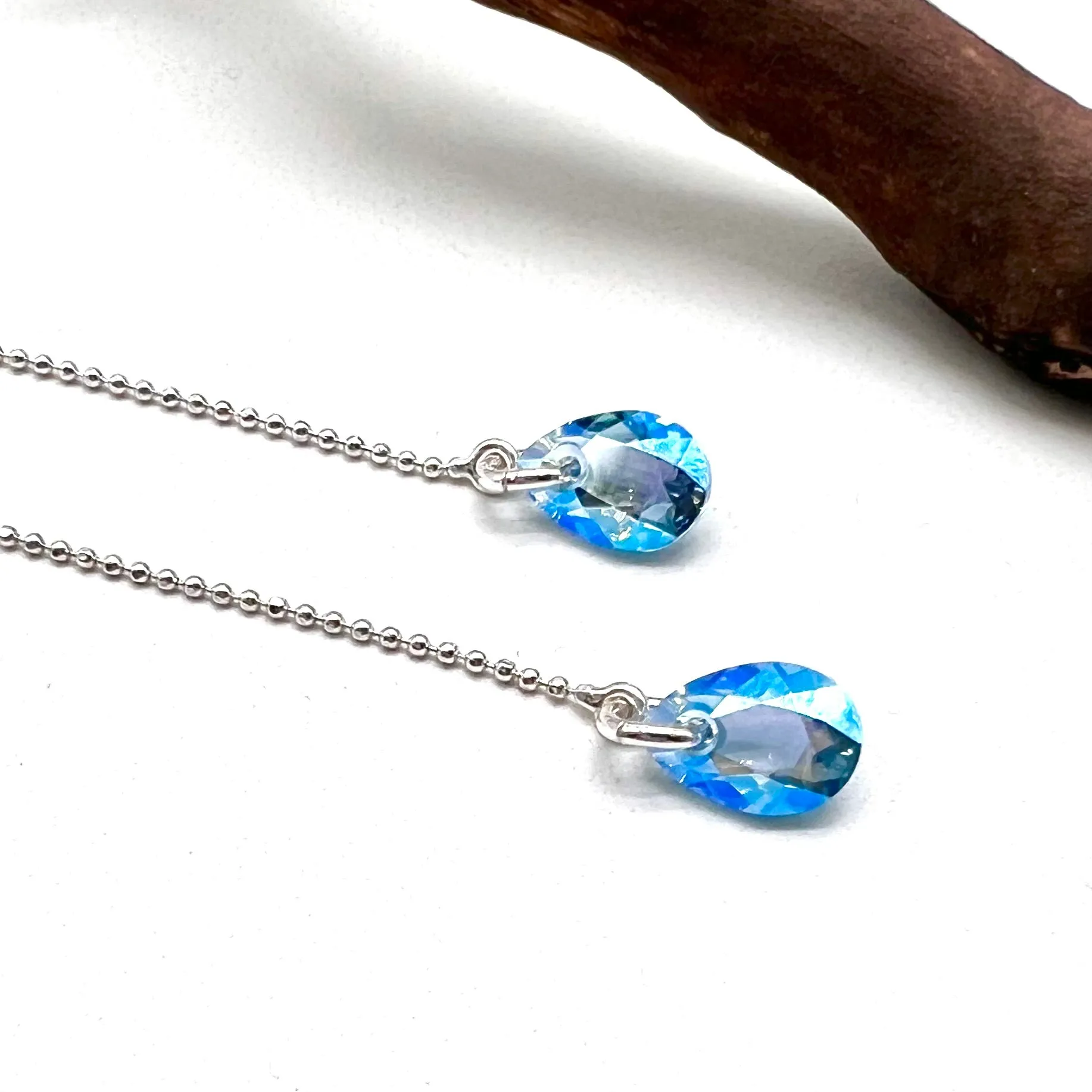 Aquamarine Shimmer Threader Earrings