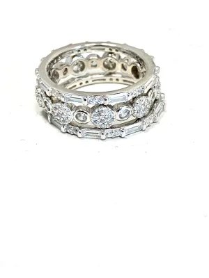 Baguette And CZ Stone Stackable Rings