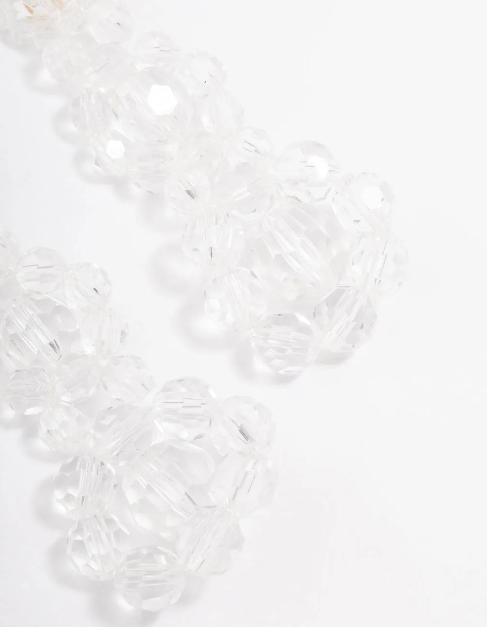 Beaded Clear Flower Graduating Drop Earrings