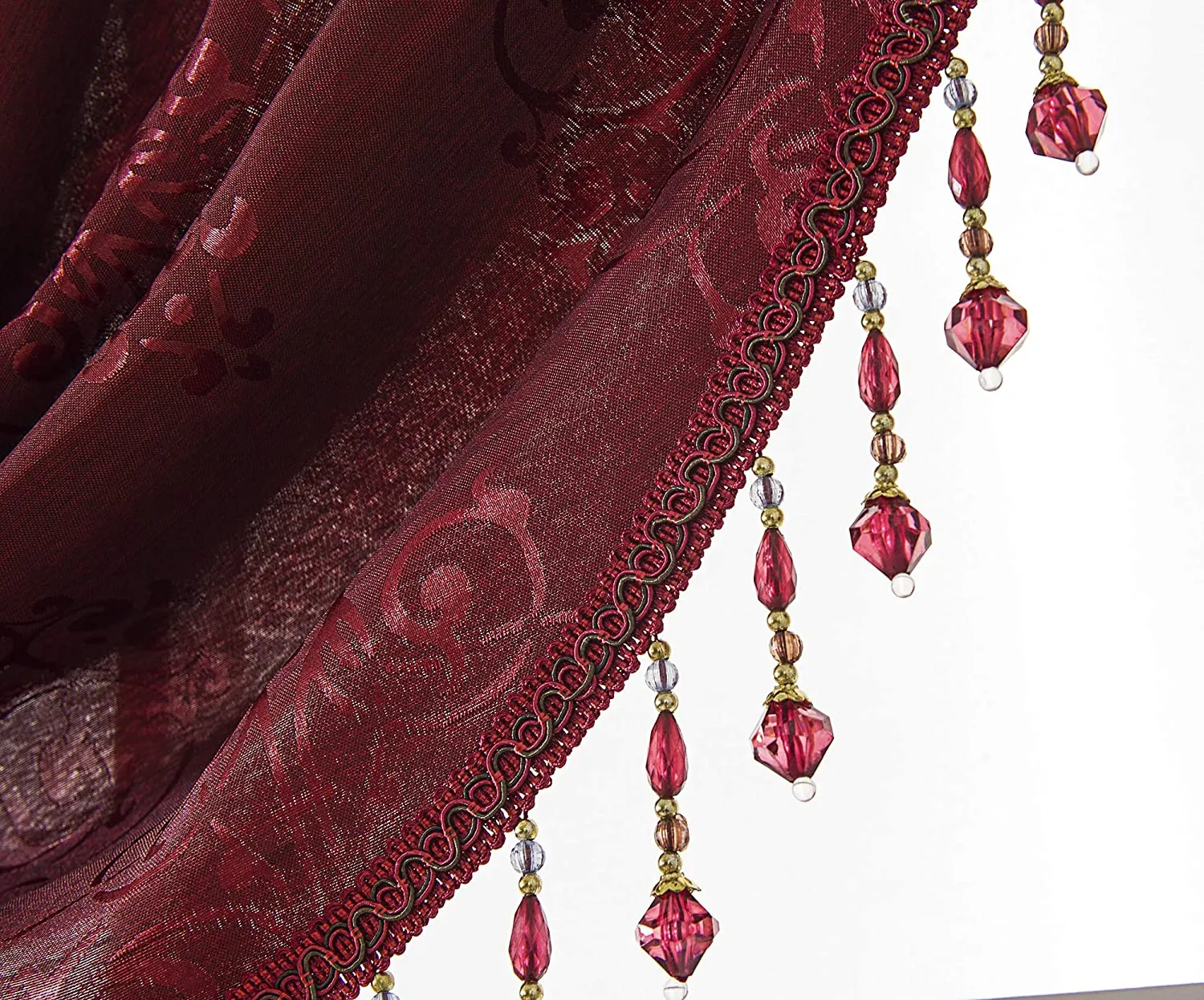 Belgium Shiny Jacquard 47 x 37 in. Swag Window Valance