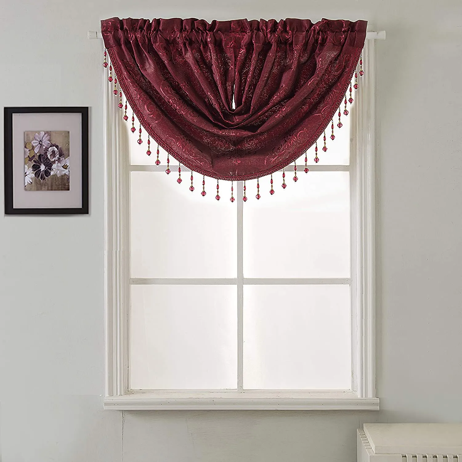 Belgium Shiny Jacquard 47 x 37 in. Swag Window Valance