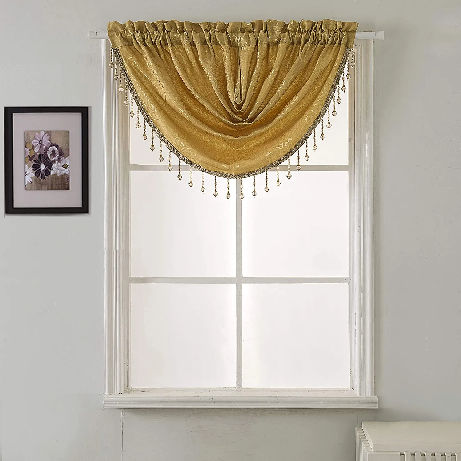 Belgium Shiny Jacquard 47 x 37 in. Swag Window Valance