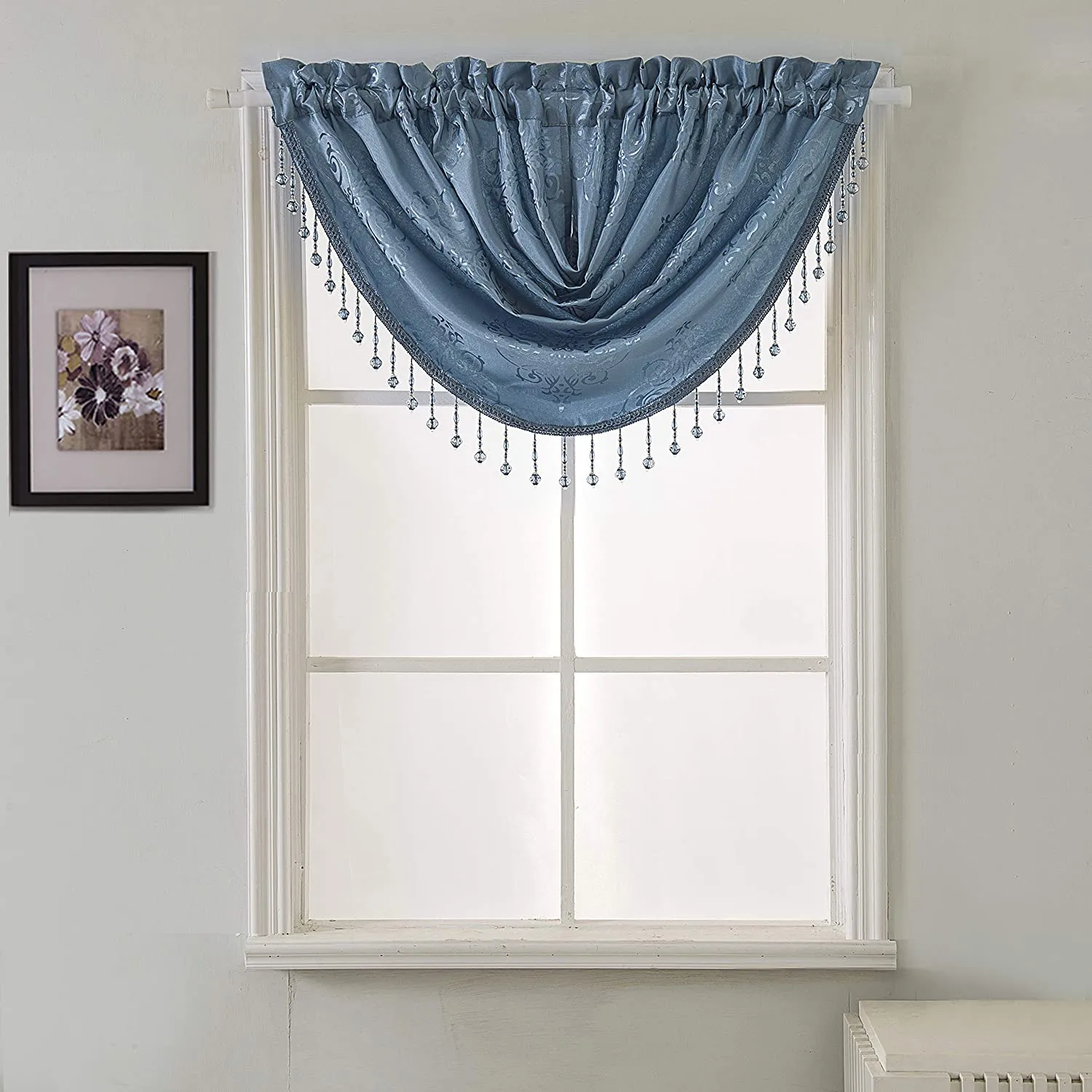 Belgium Shiny Jacquard 47 x 37 in. Swag Window Valance