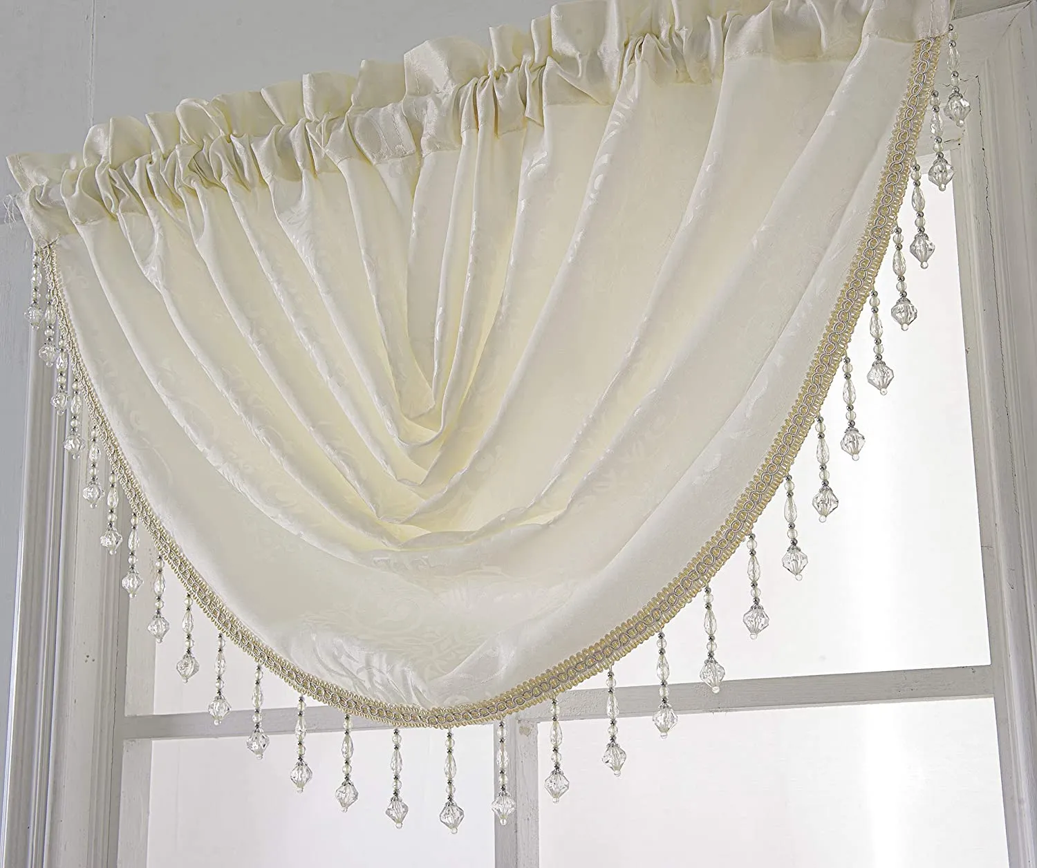 Belgium Shiny Jacquard 47 x 37 in. Swag Window Valance