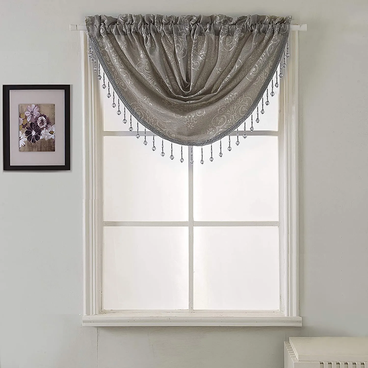 Belgium Shiny Jacquard 47 x 37 in. Swag Window Valance
