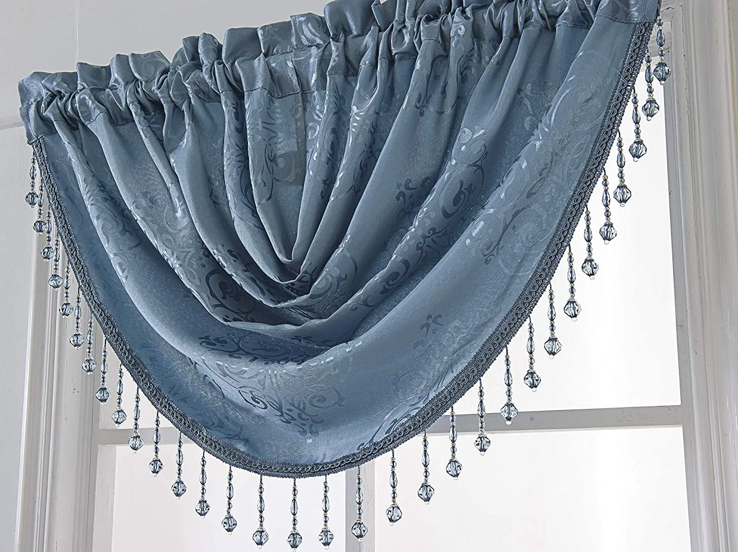 Belgium Shiny Jacquard 47 x 37 in. Swag Window Valance