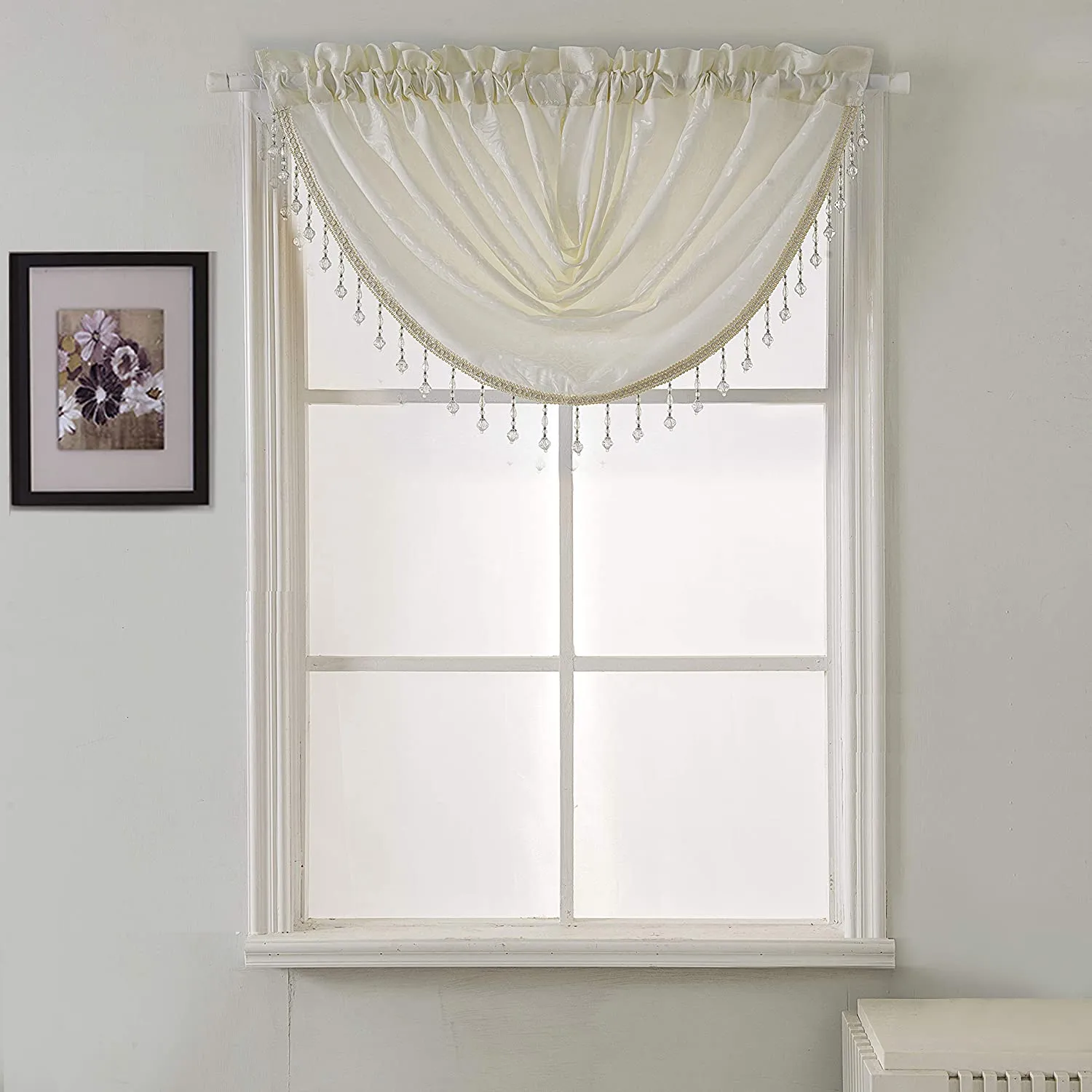 Belgium Shiny Jacquard 47 x 37 in. Swag Window Valance