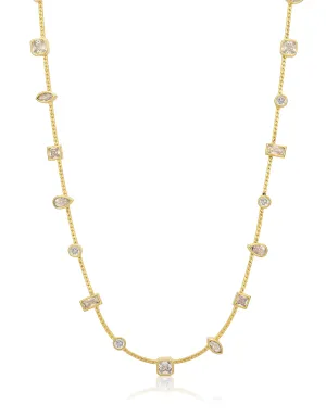 Bezel Stone Stud Necklace - Gold | Plated Gold