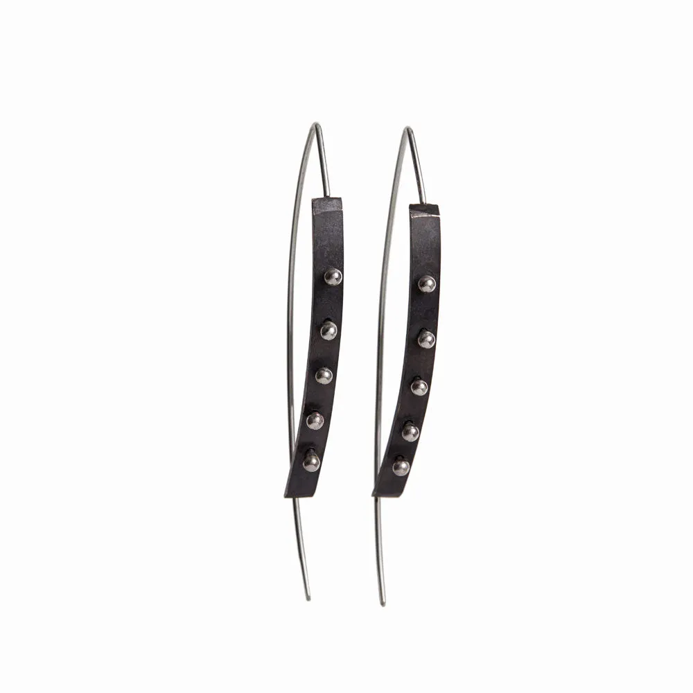 Black Oxidized Moonscape Earrings