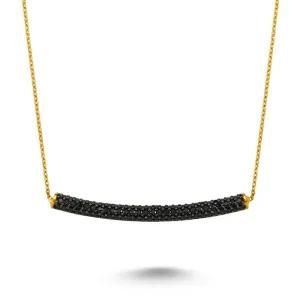 Black Tube Dainty Silver Necklace With Pendant