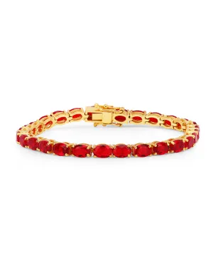 Blood Red Cherry Zirconia Oval Tennis Bracelet