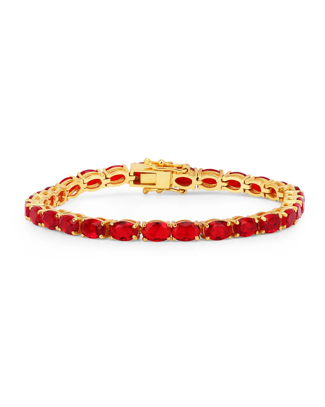 Blood Red Cherry Zirconia Oval Tennis Bracelet