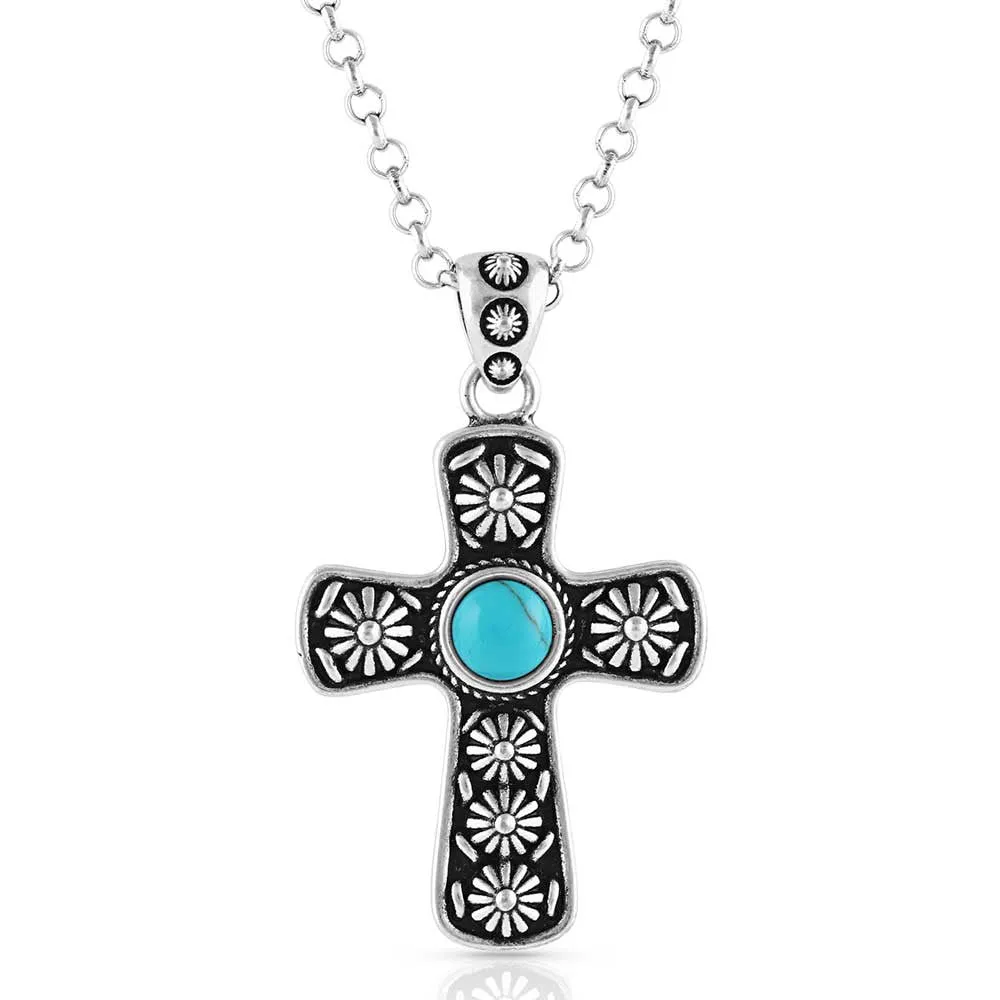 Bold in Faith Turquoise Cross Necklace-NC5525
