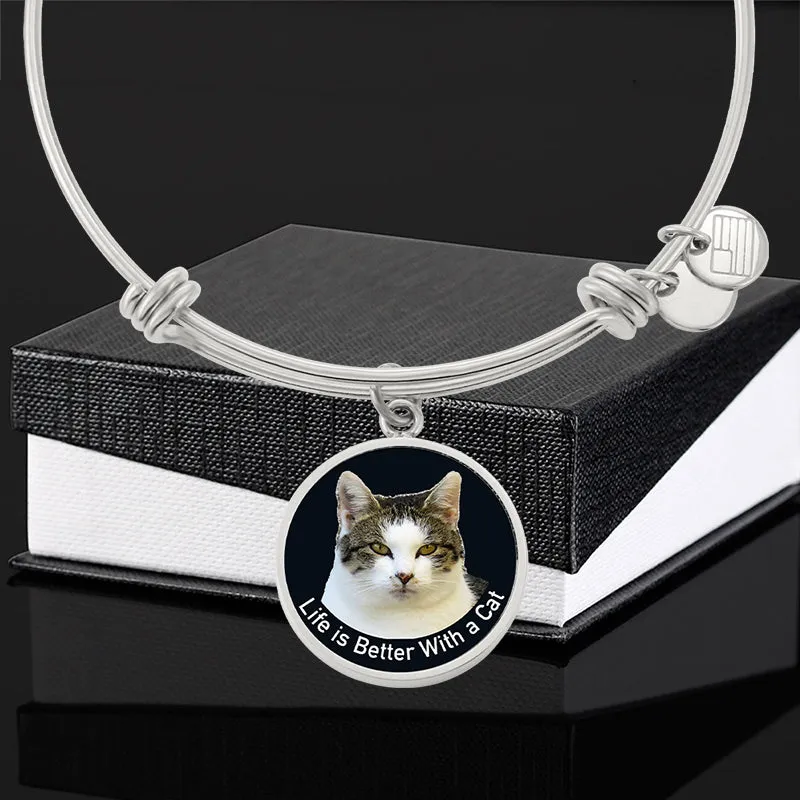 Cat Bangle Bracelets - Life Is Better With A Cat