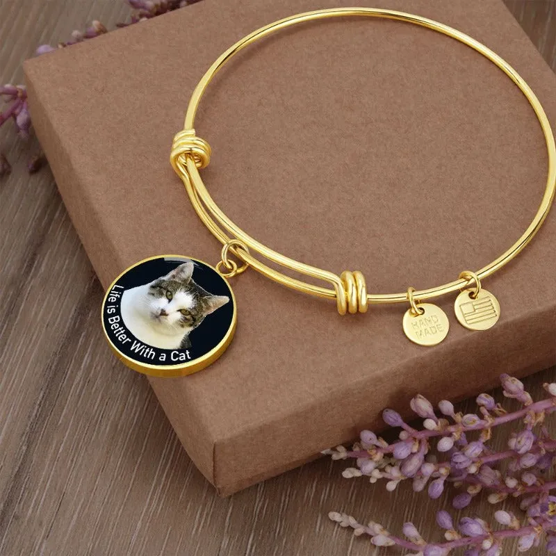 Cat Bangle Bracelets - Life Is Better With A Cat