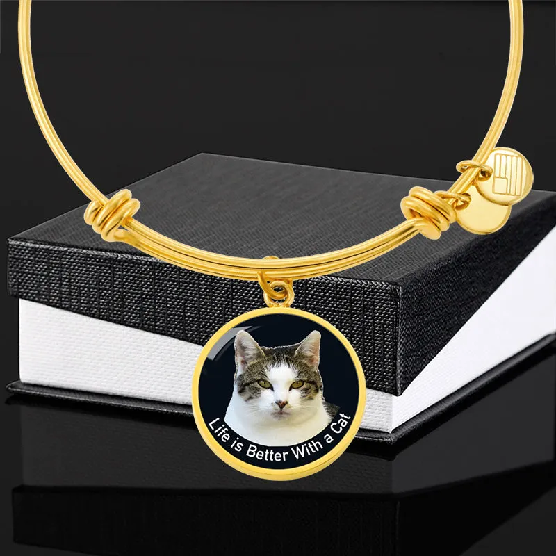 Cat Bangle Bracelets - Life Is Better With A Cat