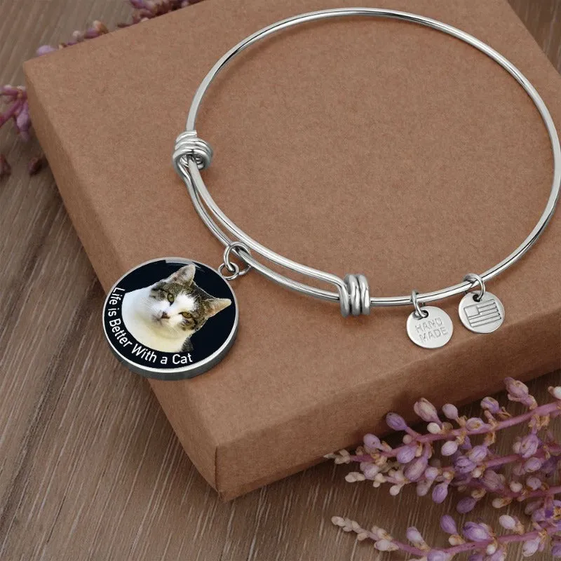Cat Bangle Bracelets - Life Is Better With A Cat