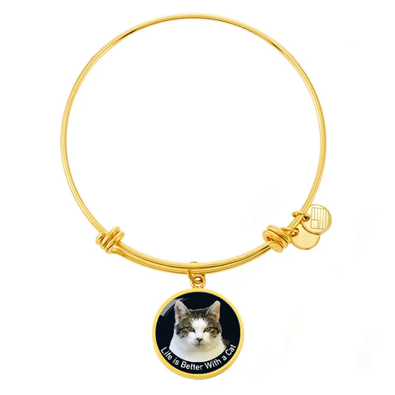 Cat Bangle Bracelets - Life Is Better With A Cat