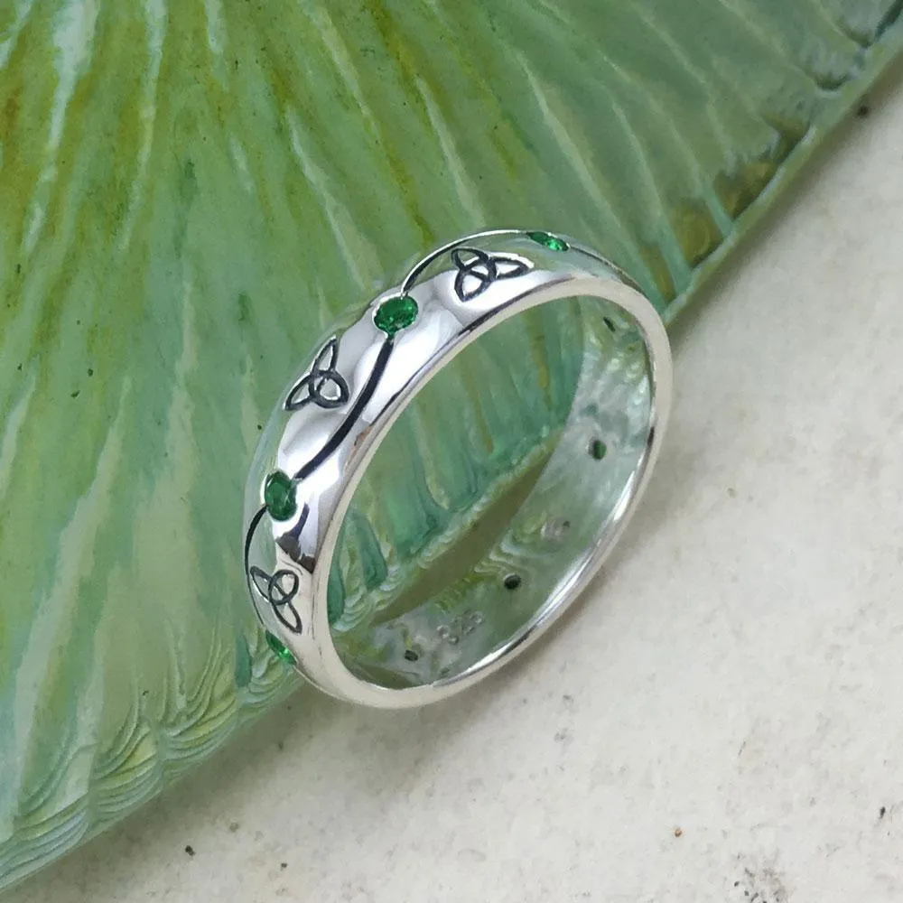 Celtic Knotwork Trinity Sterling Silver Ring with Gemstones TRI1475