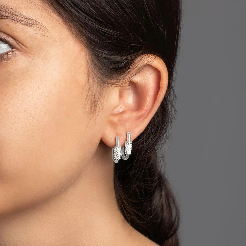 Chain Link Earrings - White Silver