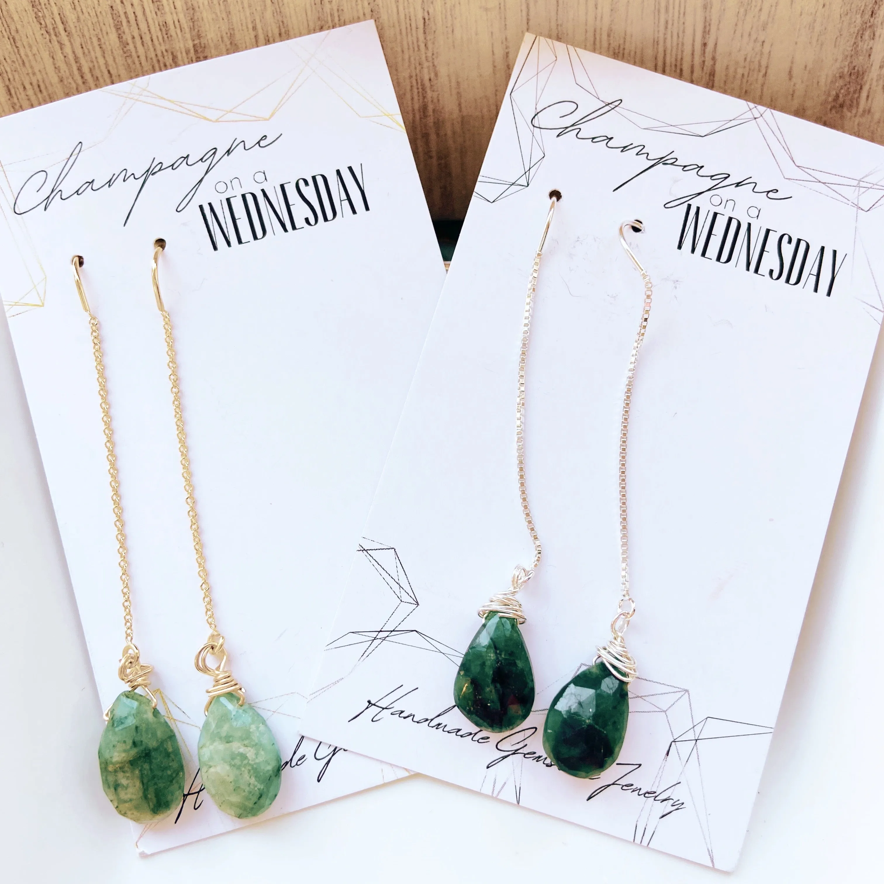 Chrysocola Threader in gold or silver