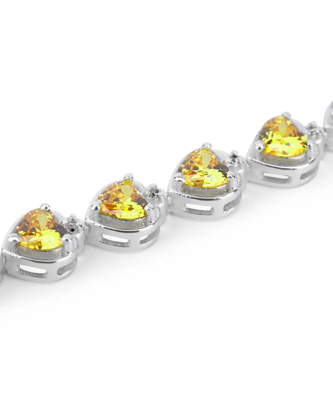 Citrine Heart Shaped Zirconia Bracelet with White Accents