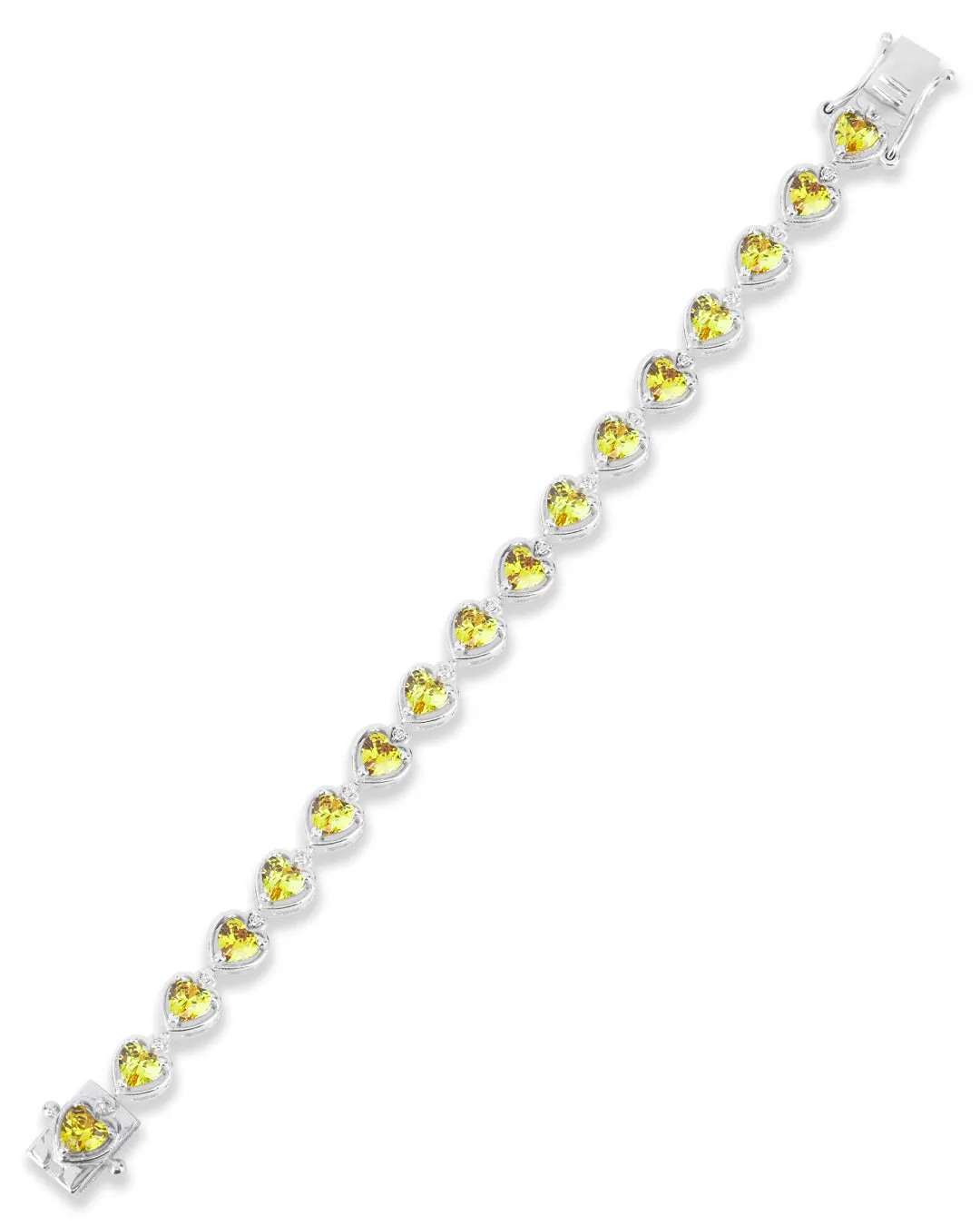 Citrine Heart Shaped Zirconia Bracelet with White Accents