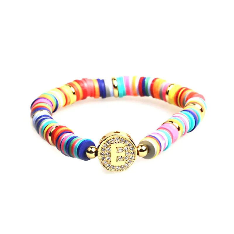 Colorful Zircon Encrusted Personalized A-Z Initial Charm Bracelets
