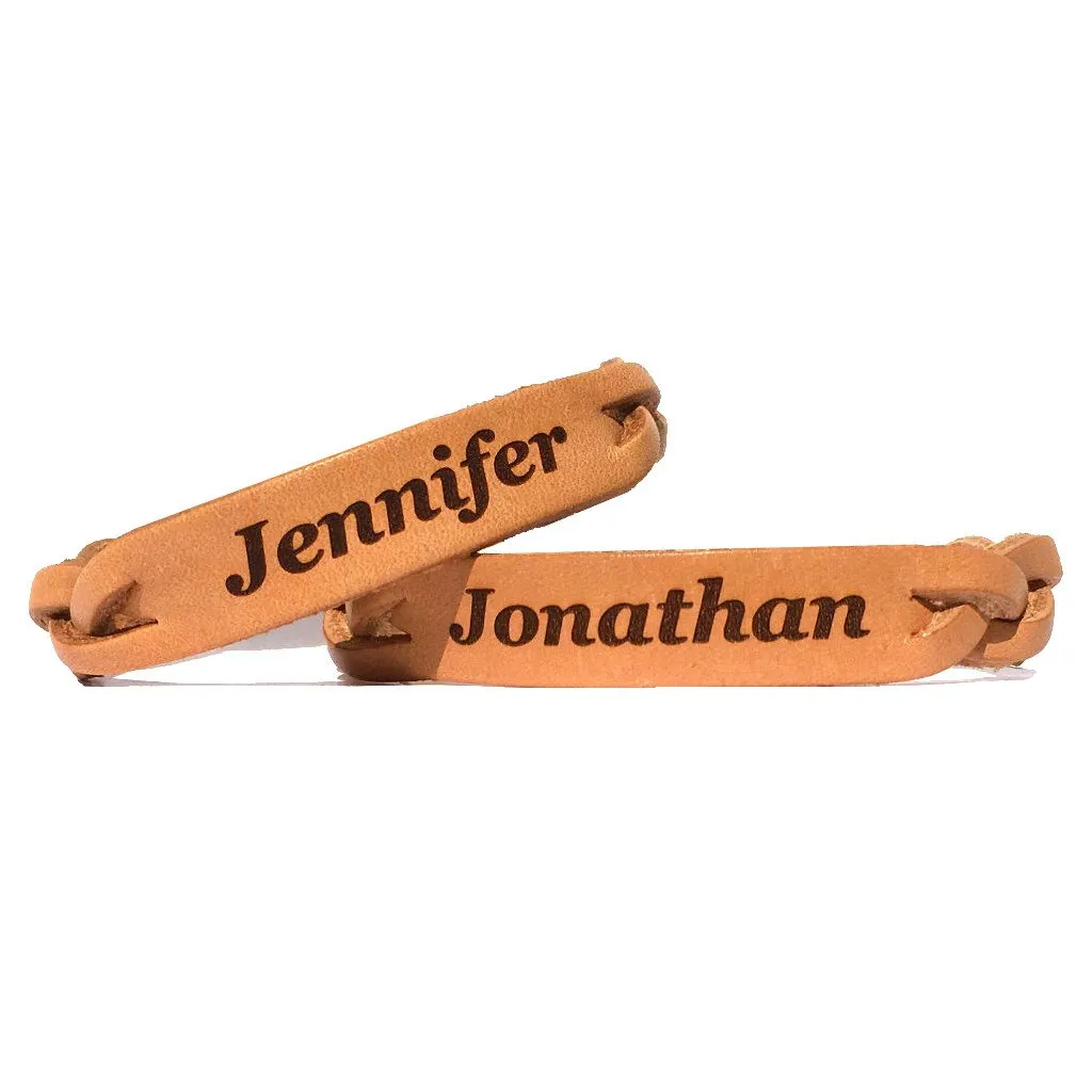 Couples Leather Bracelets with Your Names (Pair)