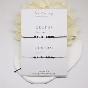 Custom morse code bracelets in black and white
