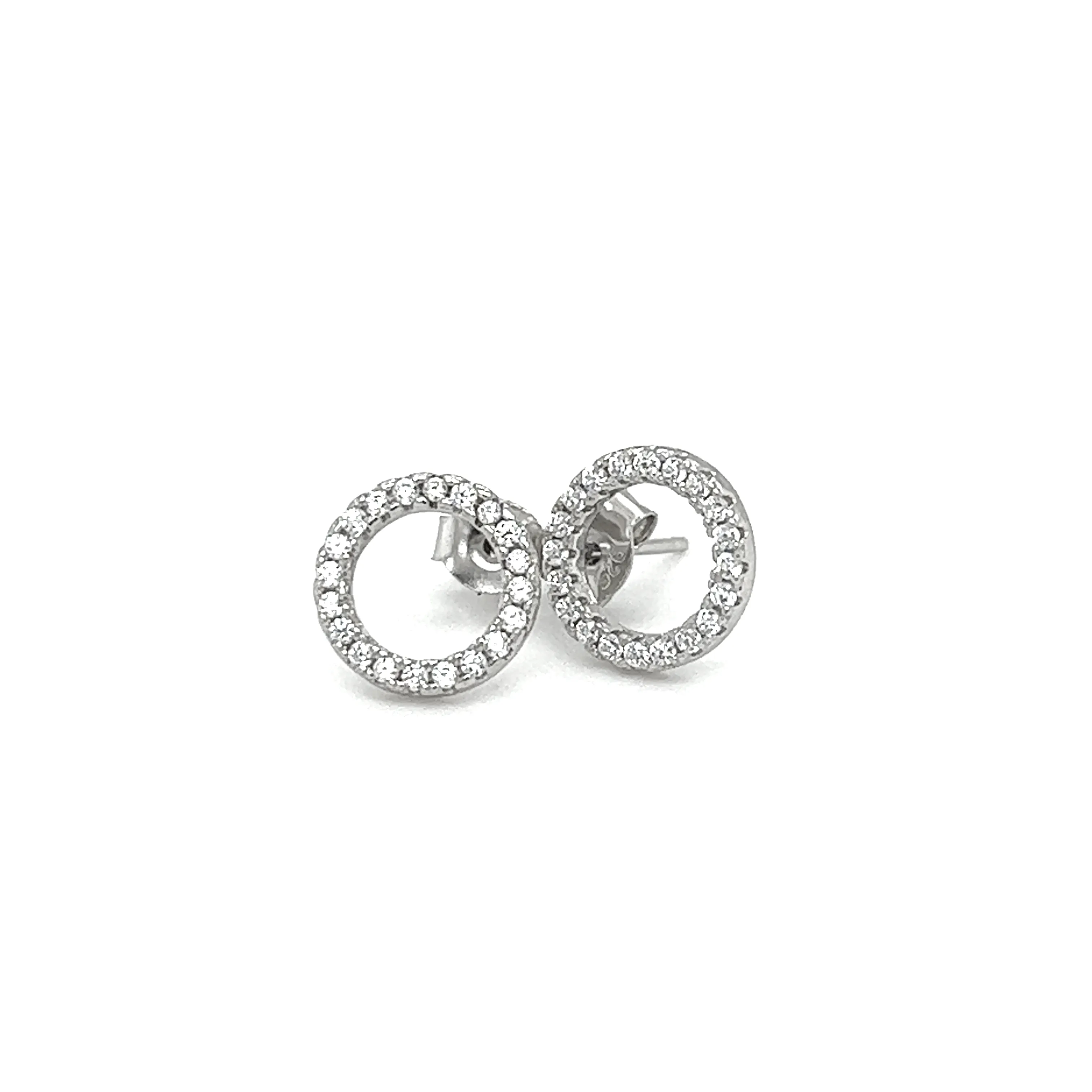 CZ Outline Circle Studs