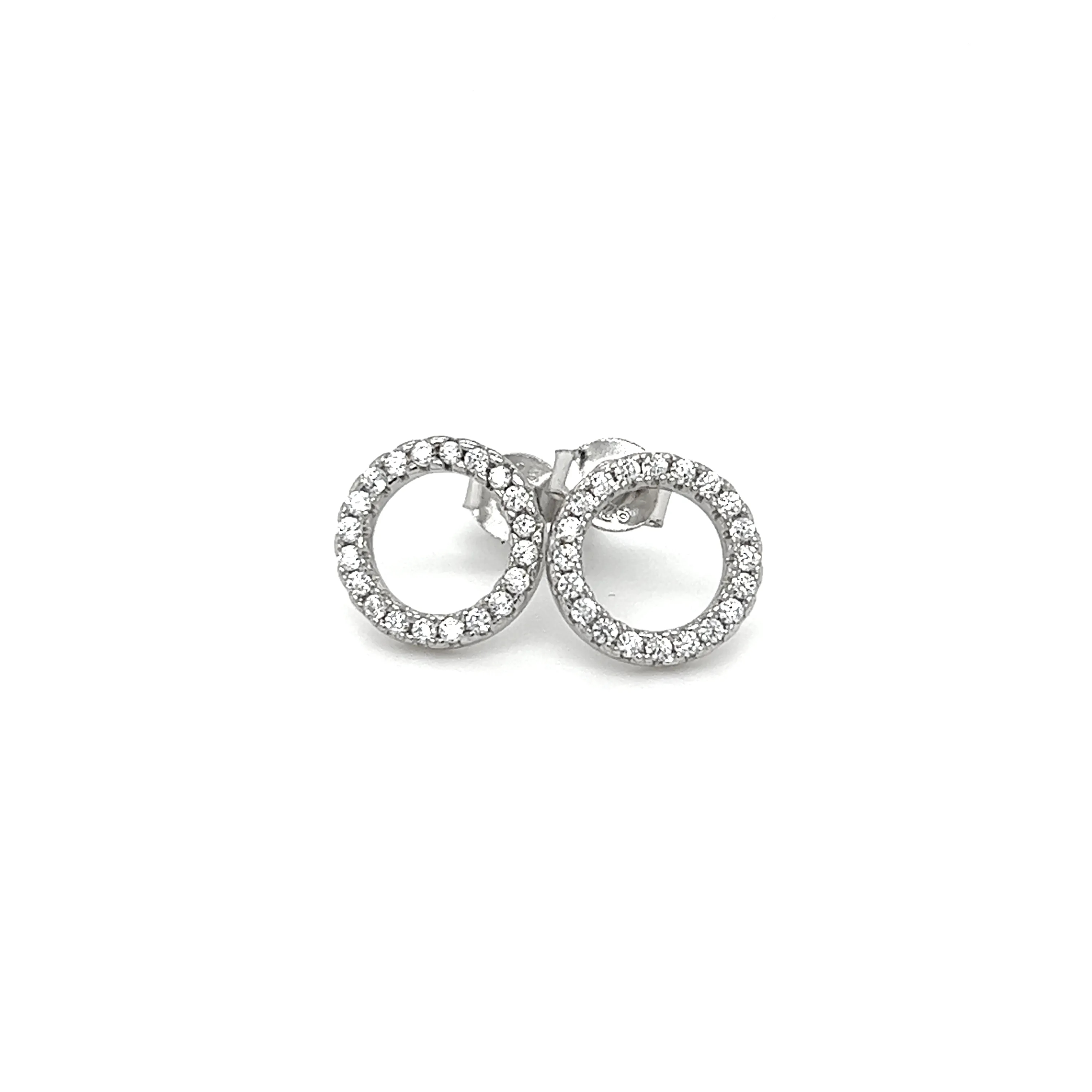 CZ Outline Circle Studs