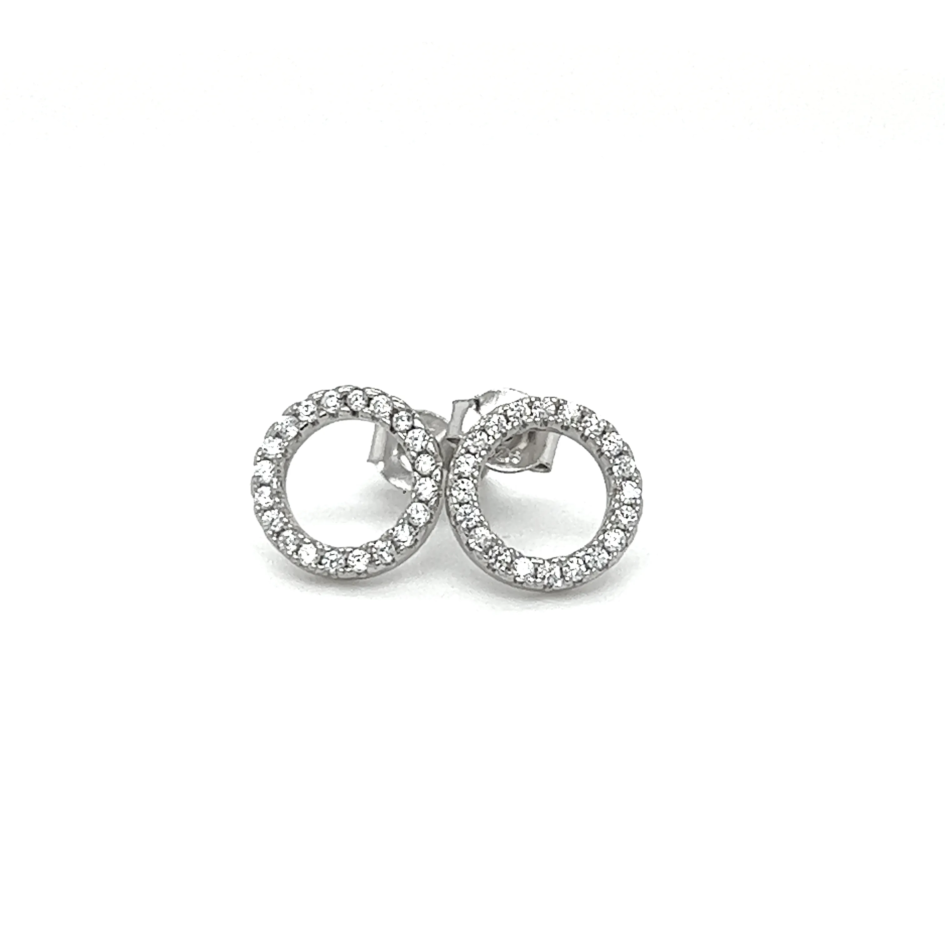 CZ Outline Circle Studs