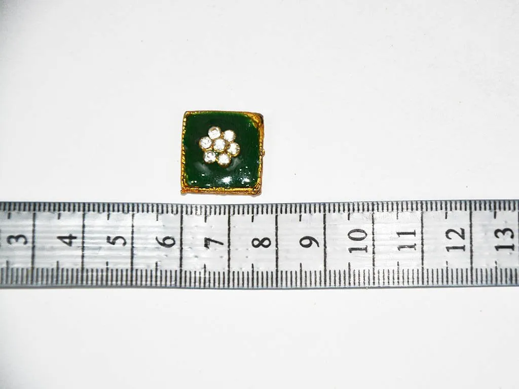 Dark Green Designer Square Kundan Beads