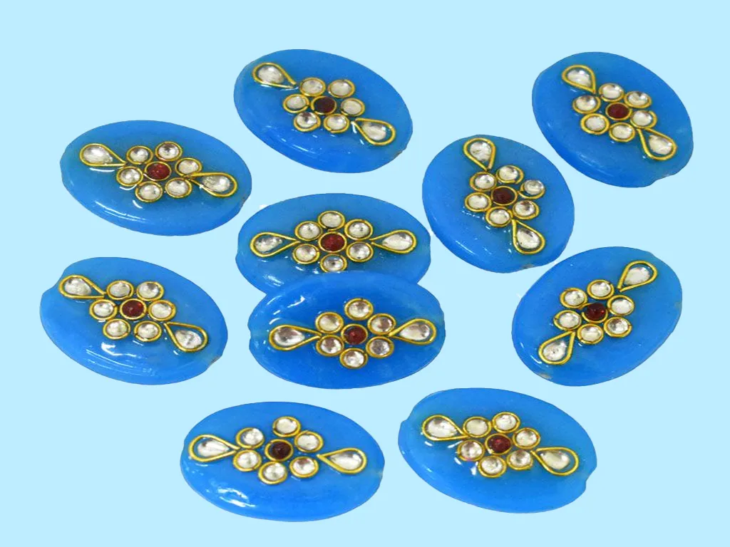 Dark Sky Blue Kundan Work Beads