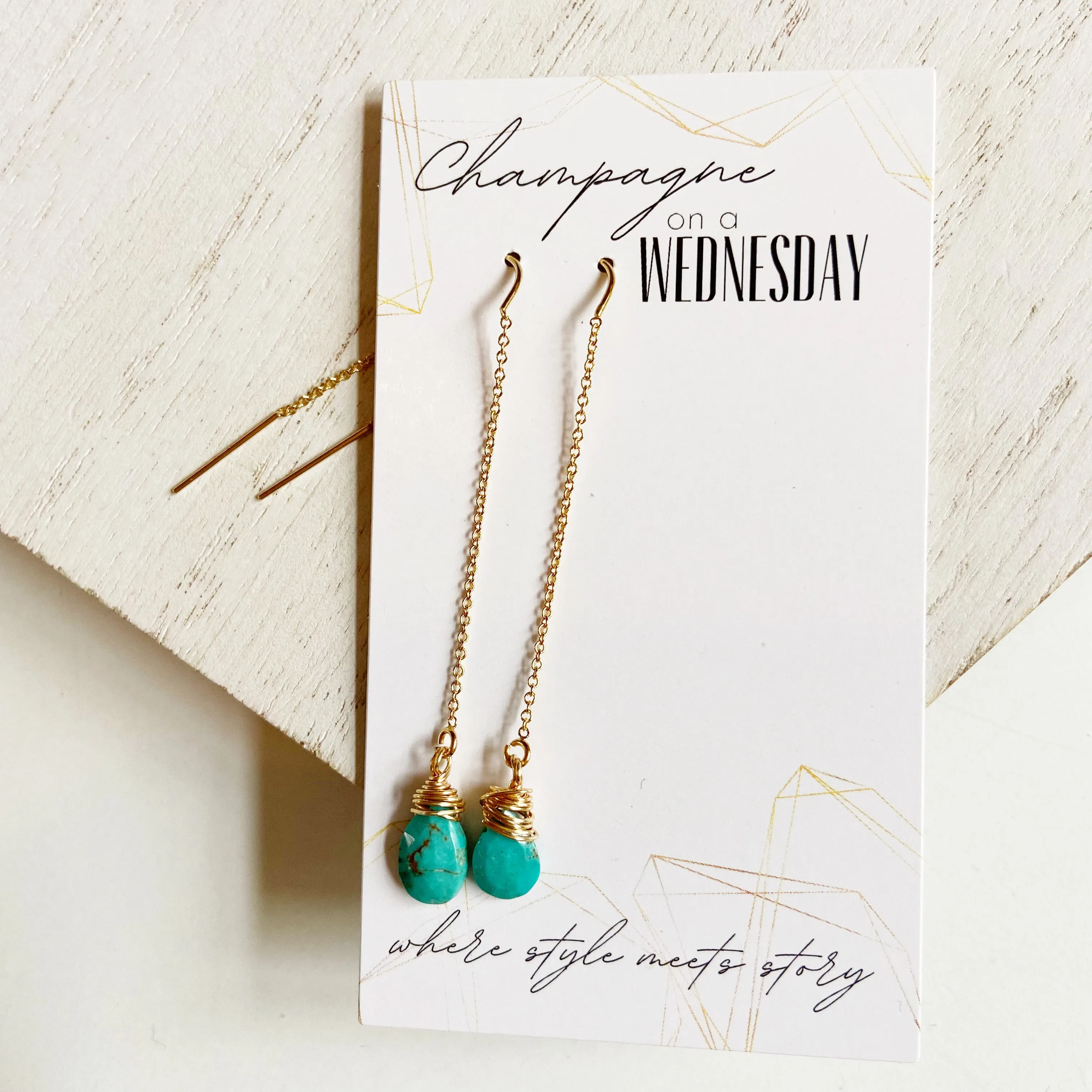 Deep Turquoise Threader in Silver or Gold