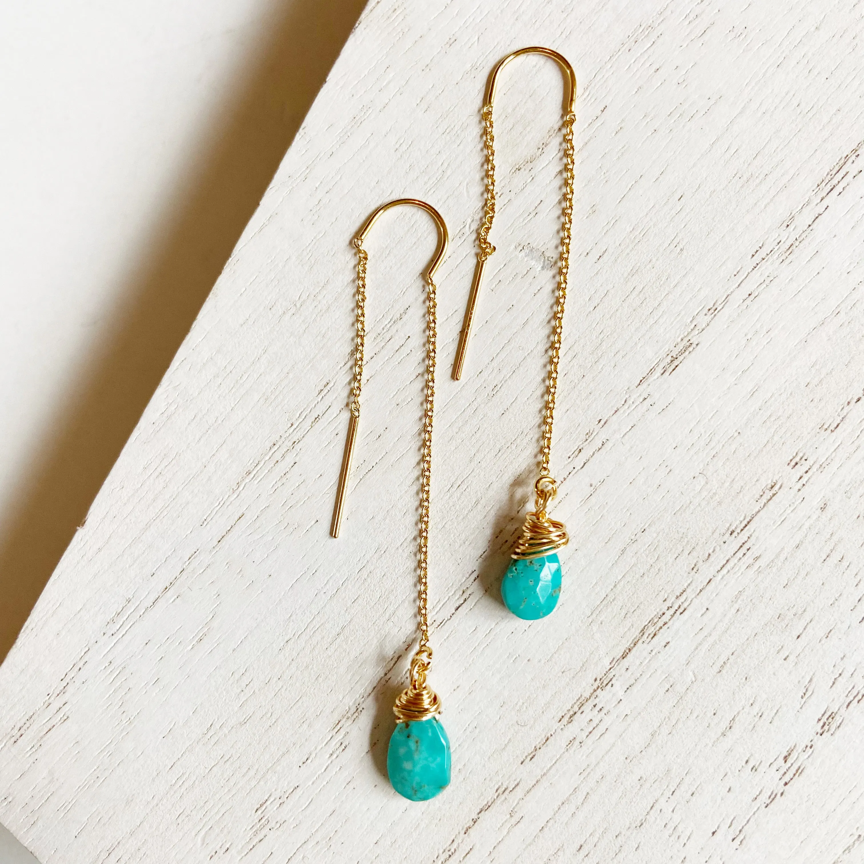 Deep Turquoise Threader in Silver or Gold