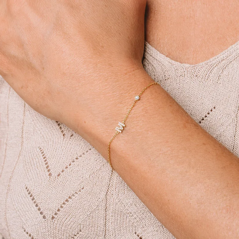 Diamond Pavé and Bezel Personalized Initial Bracelet