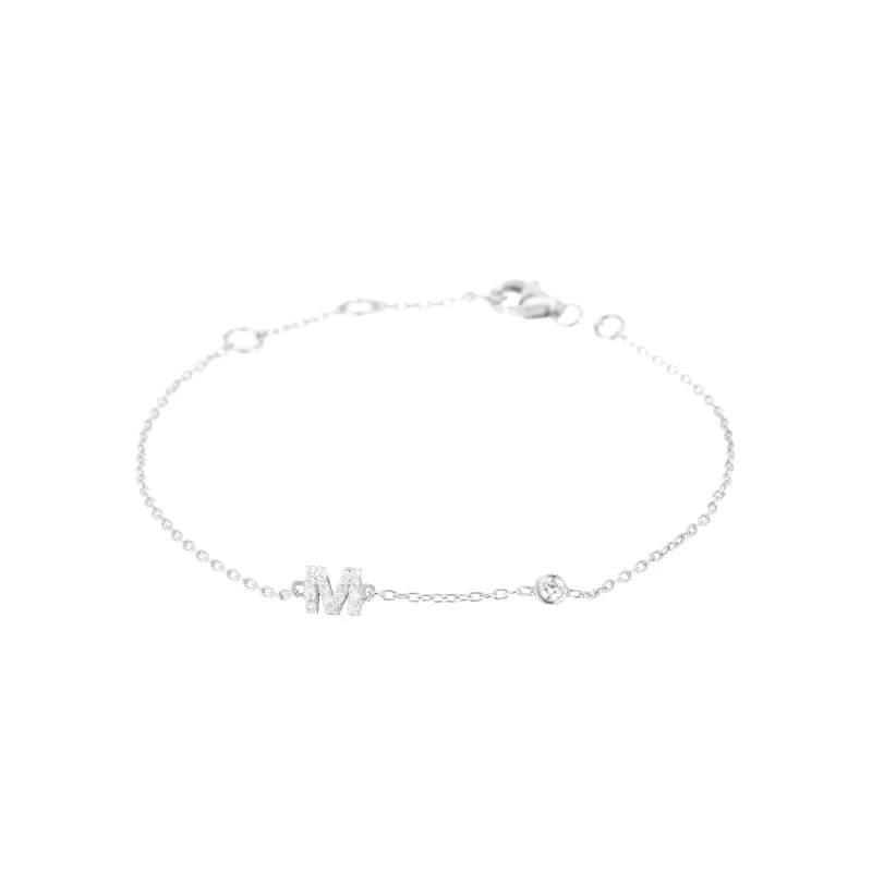 Diamond Pavé and Bezel Personalized Initial Bracelet