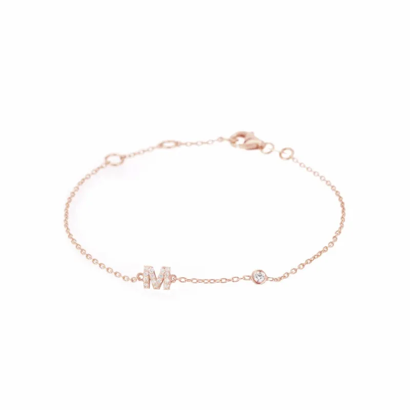 Diamond Pavé and Bezel Personalized Initial Bracelet