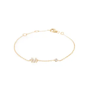 Diamond Pavé and Bezel Personalized Initial Bracelet