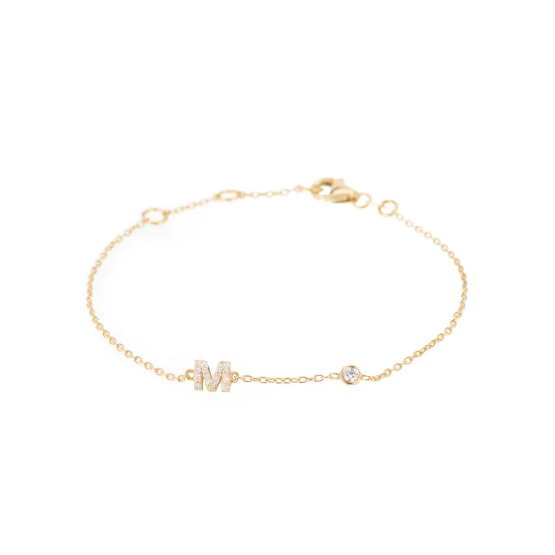 Diamond Pavé and Bezel Personalized Initial Bracelet