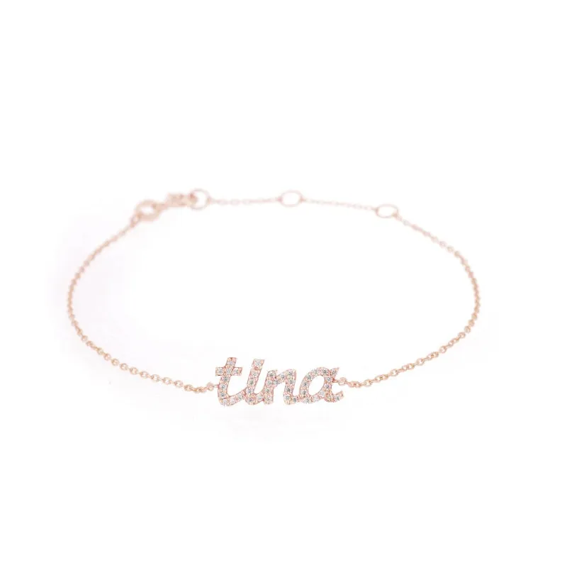 Diamond Pavé Personalized Cursive Bracelet
