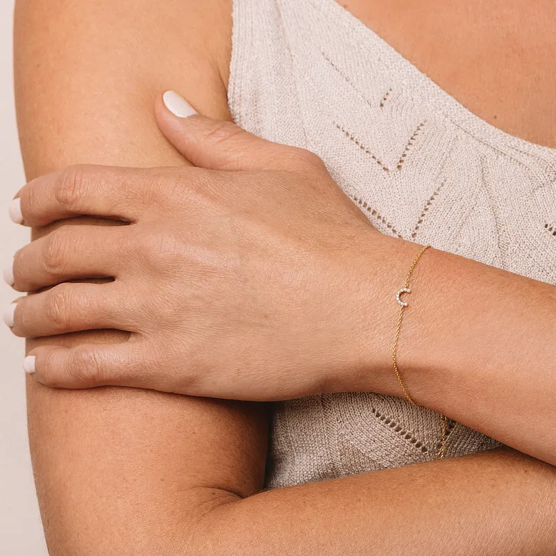 Diamond Pavé Personalized Lowercase Initial Bracelet