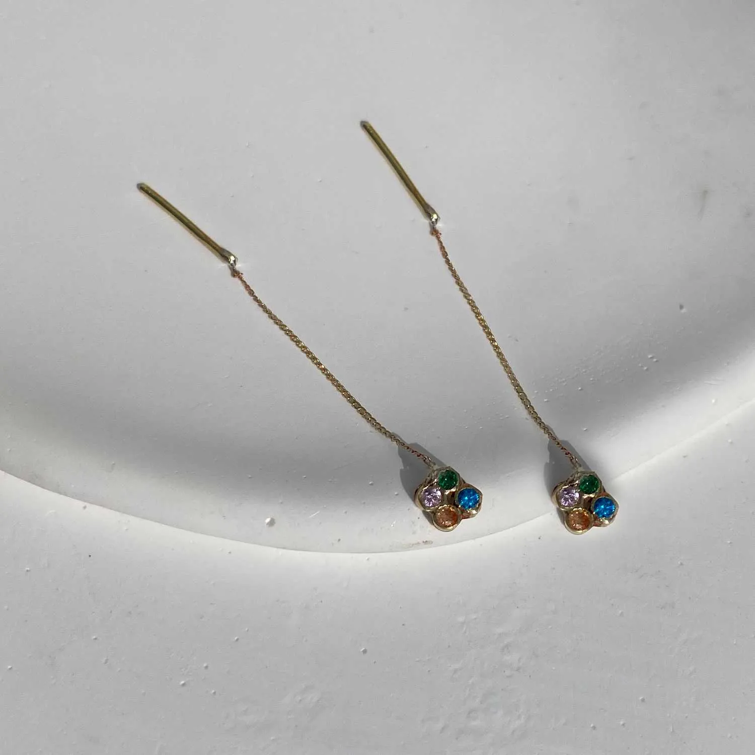 Disco Cube Tiny Threader Earrings