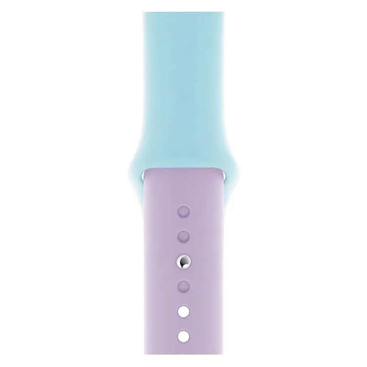 Double Colors Silicone Watch Band for Apple Watch Series 3 & 2 & 1 42mm (Purple Turquoise)