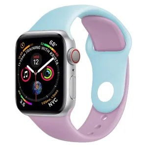 Double Colors Silicone Watch Band for Apple Watch Series 3 & 2 & 1 42mm (Purple Turquoise)