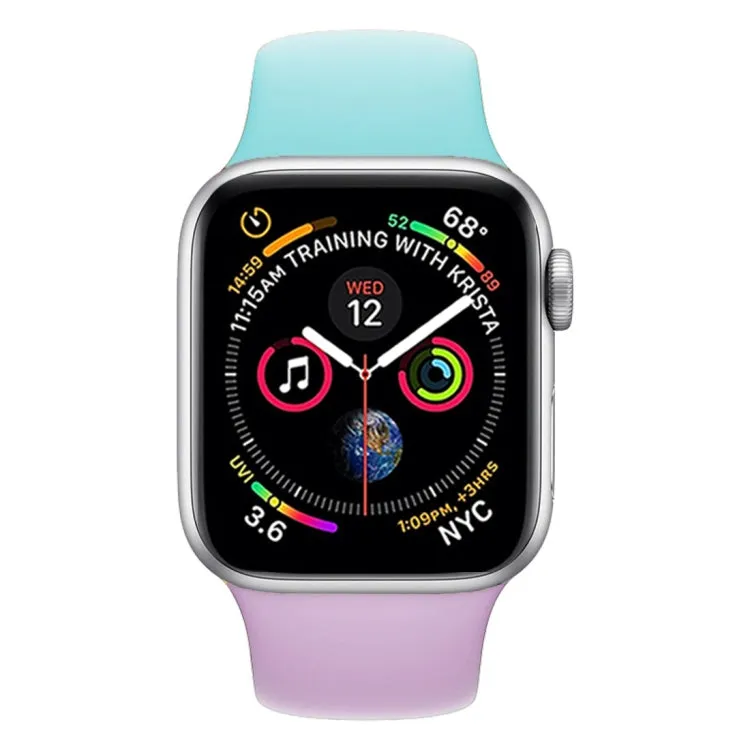 Double Colors Silicone Watch Band for Apple Watch Series 3 & 2 & 1 42mm (Purple Turquoise)