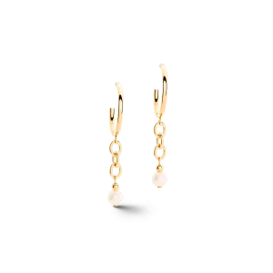 Earrings Creole Y Navette Freshwater Pearls gold