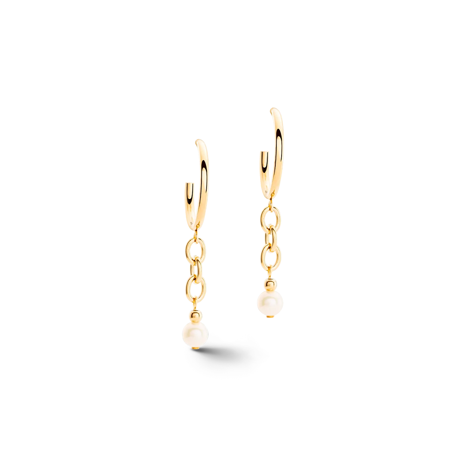 Earrings Creole Y Navette Freshwater Pearls gold
